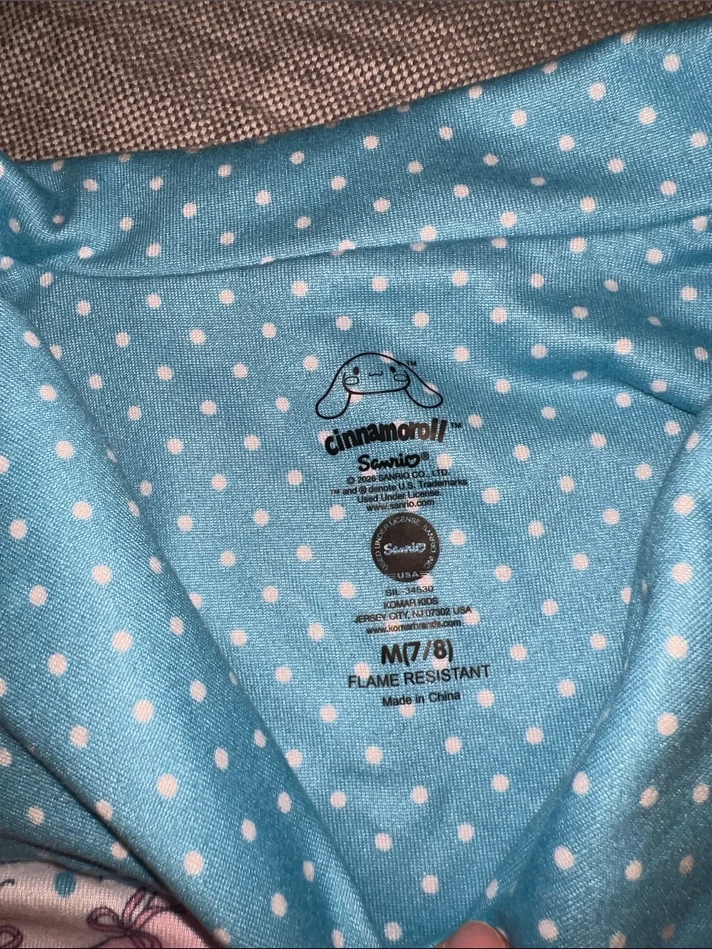 Girls Pink and Blue Short Pajama Set - Cute Bow Animal Print cinnamon roll M 7/8